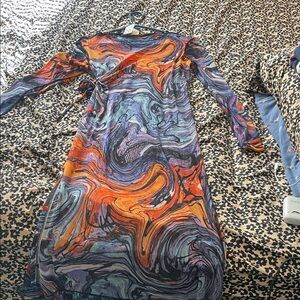 NYC Vibrant Swirl Long Sleeve Dress
